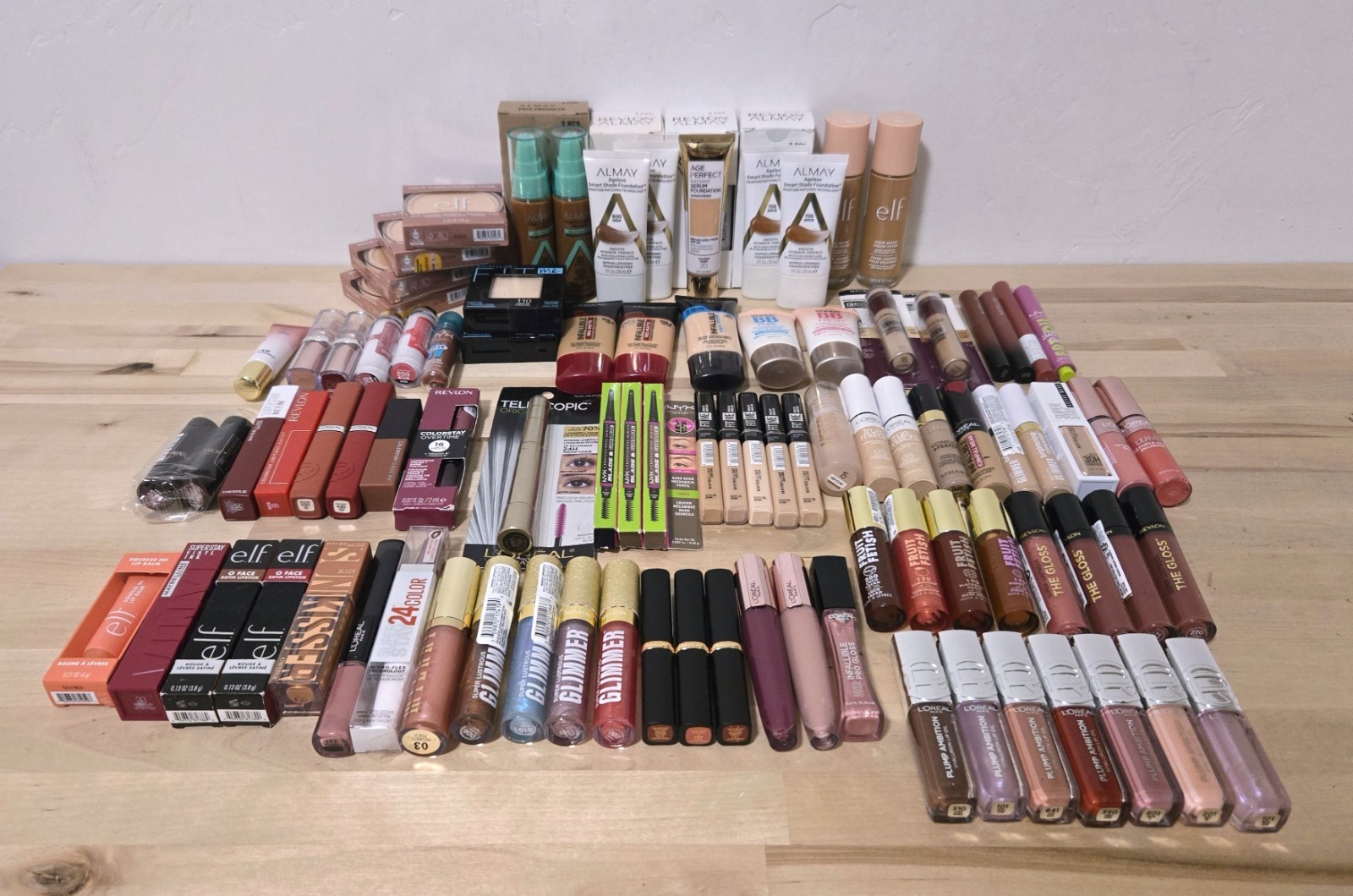 100 Pc Mixed Makeup Wholesale Lot – Revlon Elf Maybelline L’Oreal Milani Nyx