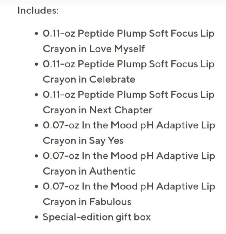 Doll 10 Beauty 6pc Lip Crayon Set Peptide Plump Soft Focus + pH Adaptive Collect