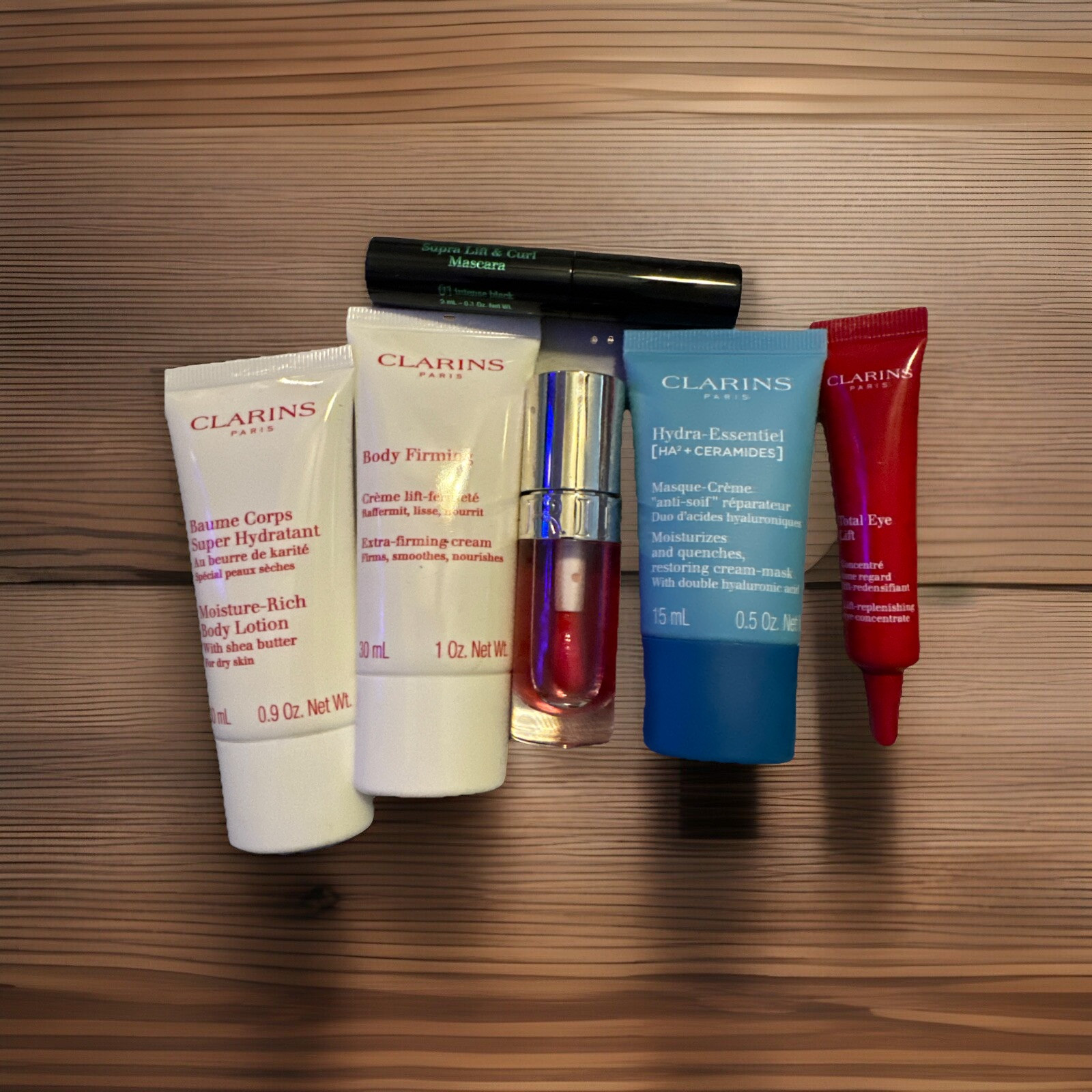 6 Piece Clarins Skincare & Makeup Lot – Lotion, Mascara, Eye Legit, Lip Oil…