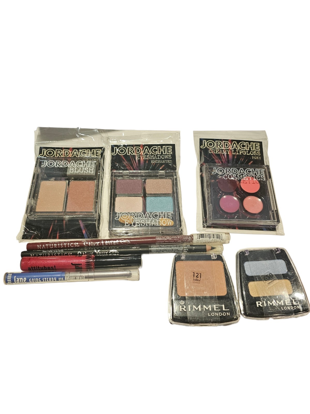 Assorted Makeup Lot 9 Pcs Jane Rimmel Jordache Eyeliner Lip Gloss Blush