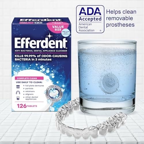 Efferdent Denture Cleanser Tablets – 126 Count – Retainer & Aligner Cleaner