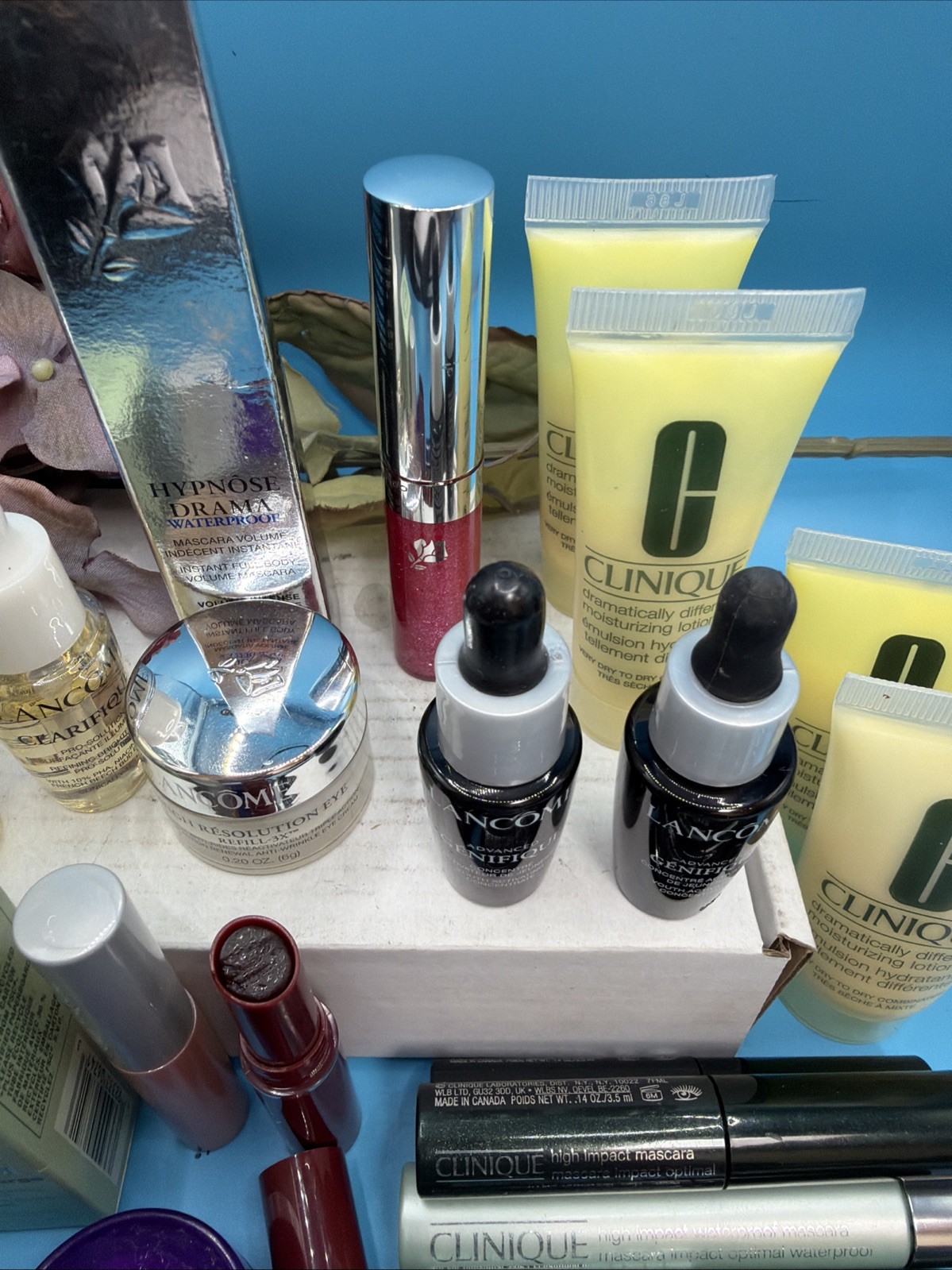 24 Piece Lot Of Lancome & Clinique Travel / Sample Sizes Skincare Makeup