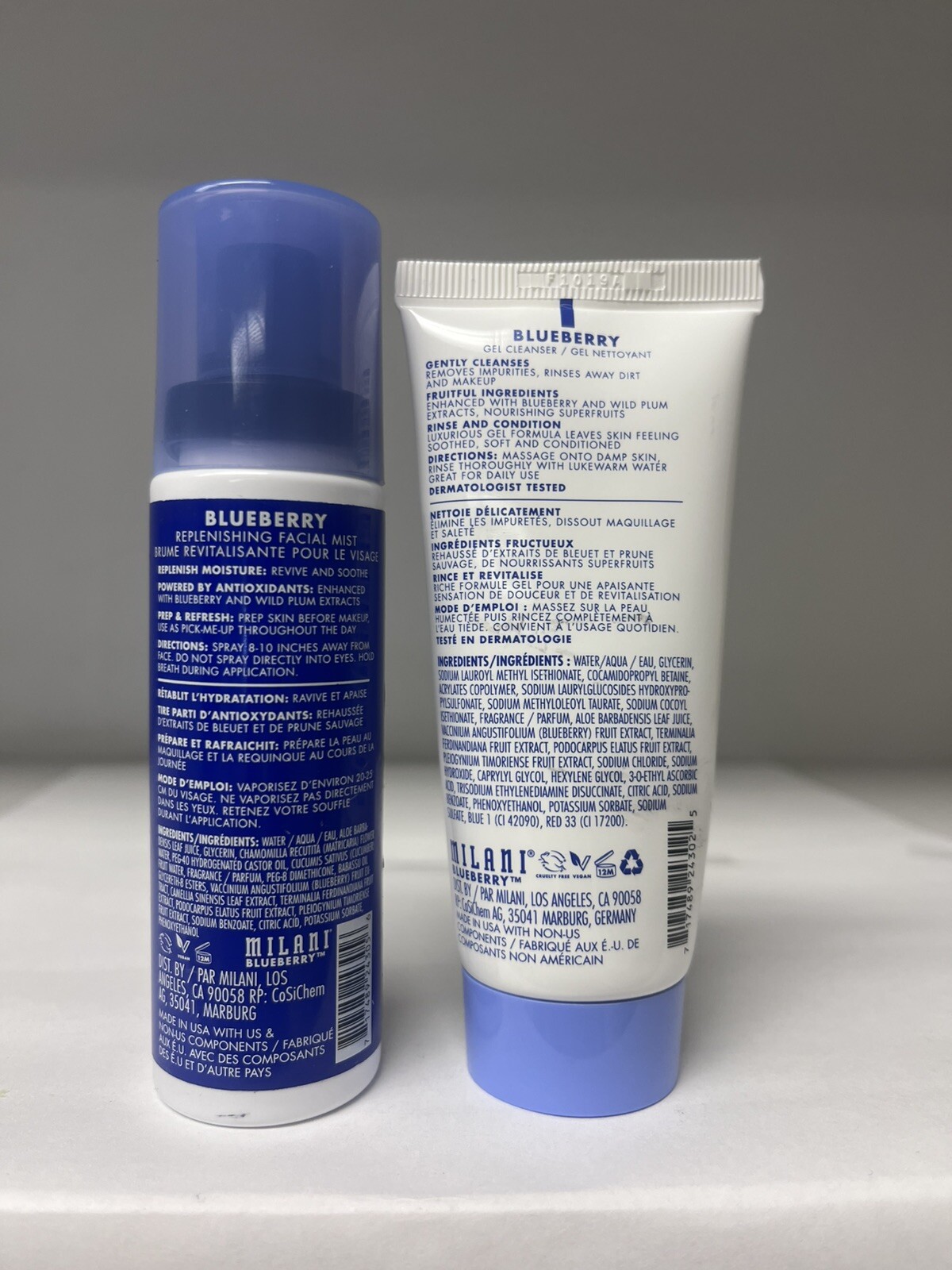 Milani 2 PC Beauty Care Set- Gel Cleanser & Facial Mist With Blueberry Extract