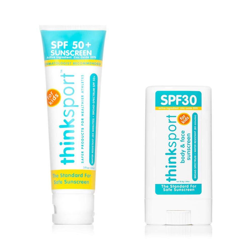 Thinksport Kids Mineral Sunscreen Combo Pack – SPF 50 Sun Cream (3 oz) & SPF 30