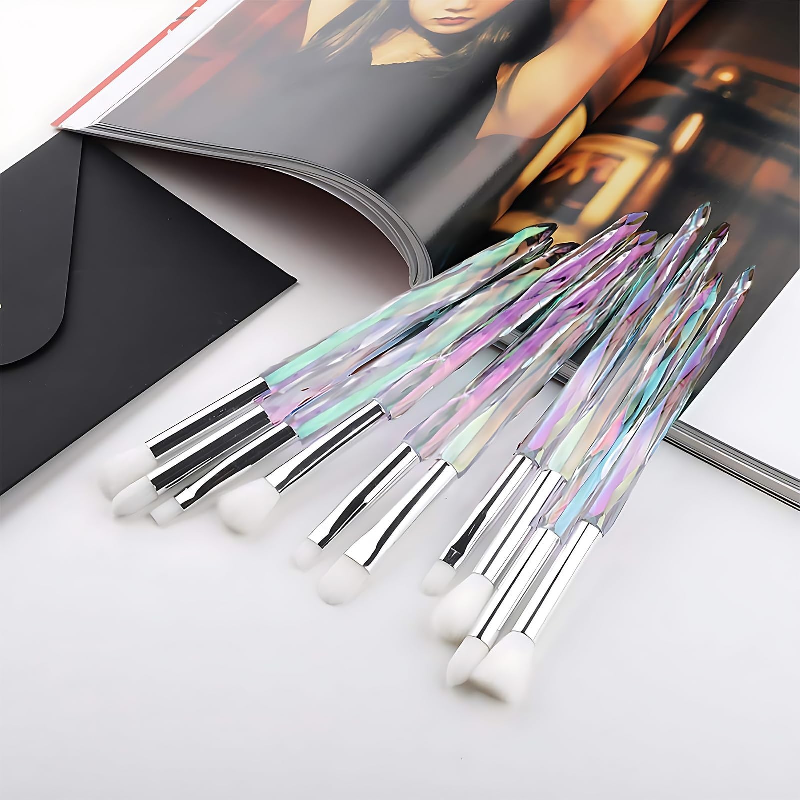 Kingtree Eyeshadow Makeup Brushes, 10PCS Crystal Brushes for Eye Makeup Premi…