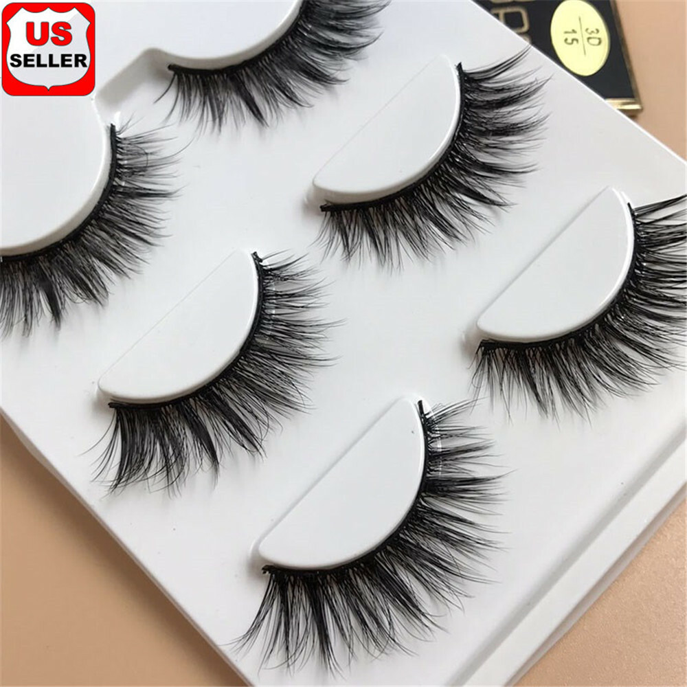 3 6 15 Pairs 100% Real 3D Mink Makeup Cross False Eyelashes Eye Lashes Handmade