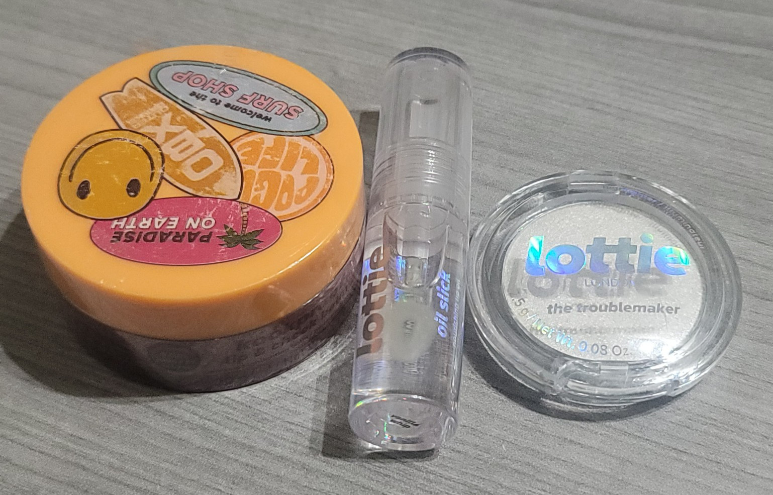 New Lottie Oil Slick, The Troublemaker Highlighter, Outer Banks Lip & Cheek Balm