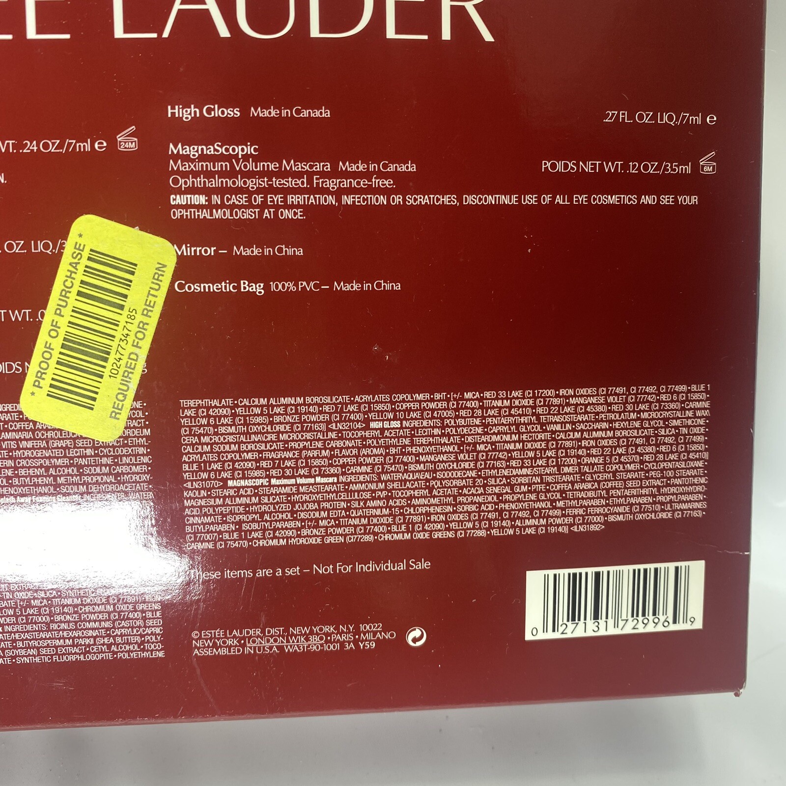 Estee Lauder Defining Beauty Gift box Pure Color Crystal Lidstick Mirror and Bag