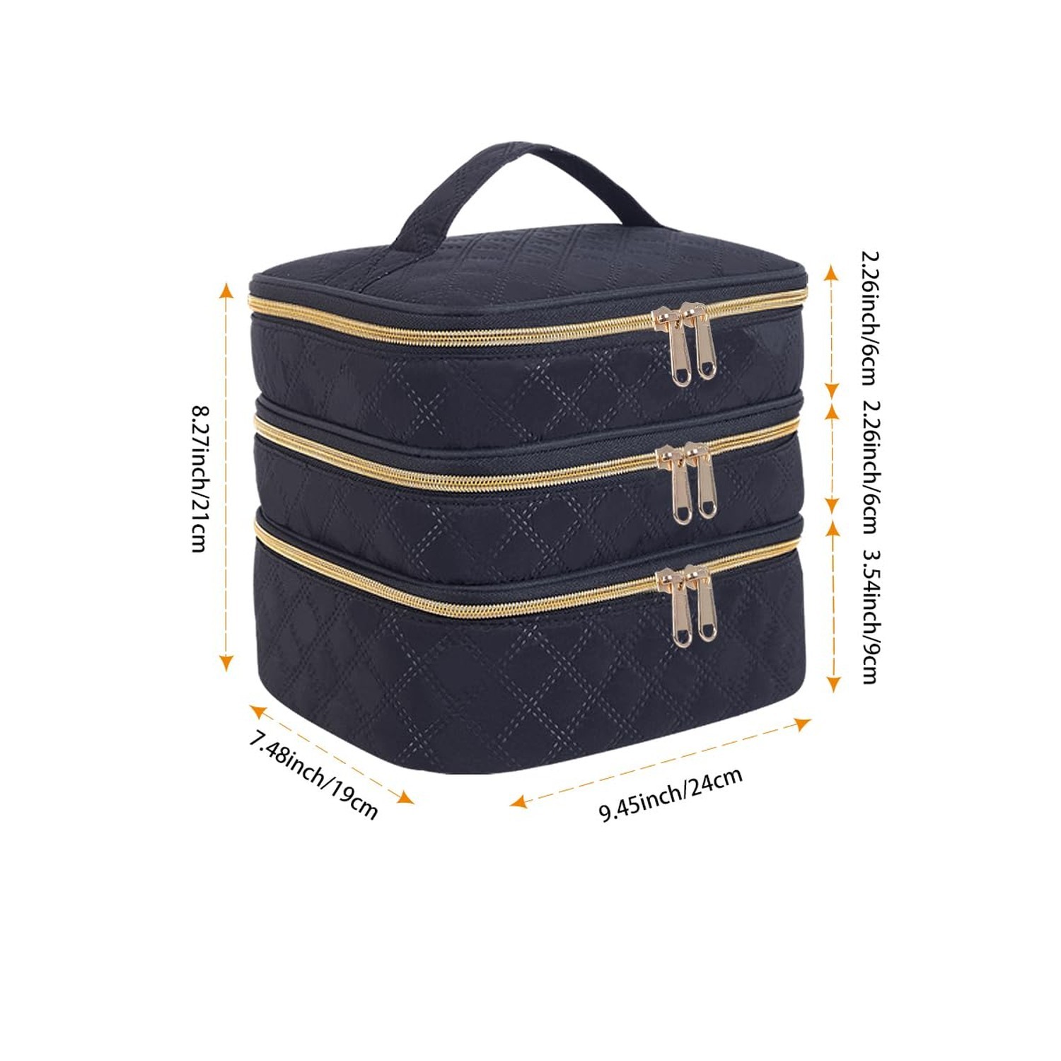 Large Makeup Bag 3 Layers with Handle Travel Makeup Bag Organizer Toiletry Ac…