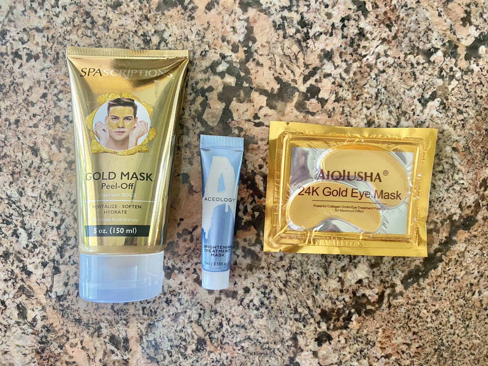 Lot of 3 Face Masks Beauty Box Ipsy 24K Gold Infused Aceology Eye Mask Boxycharm
