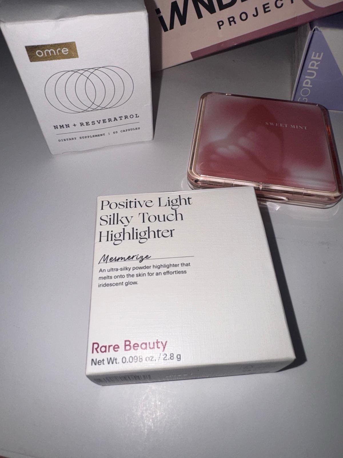 Assorted Full Size Mixed Lot: Rare Beauty Highlighter, COSRX Eye Patch, omre