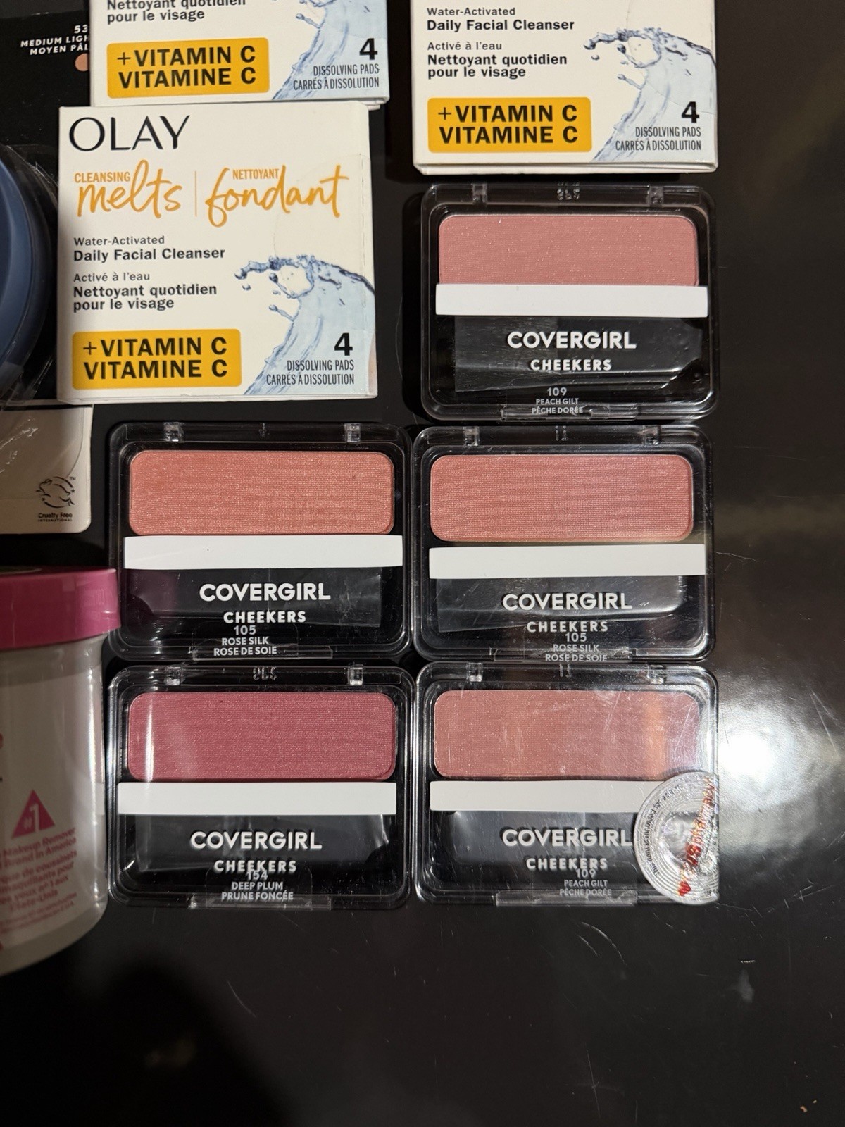 Assorted Lot of 10: Covergirl Clean Matte Powder, Cheekers Blush, Olay Melts